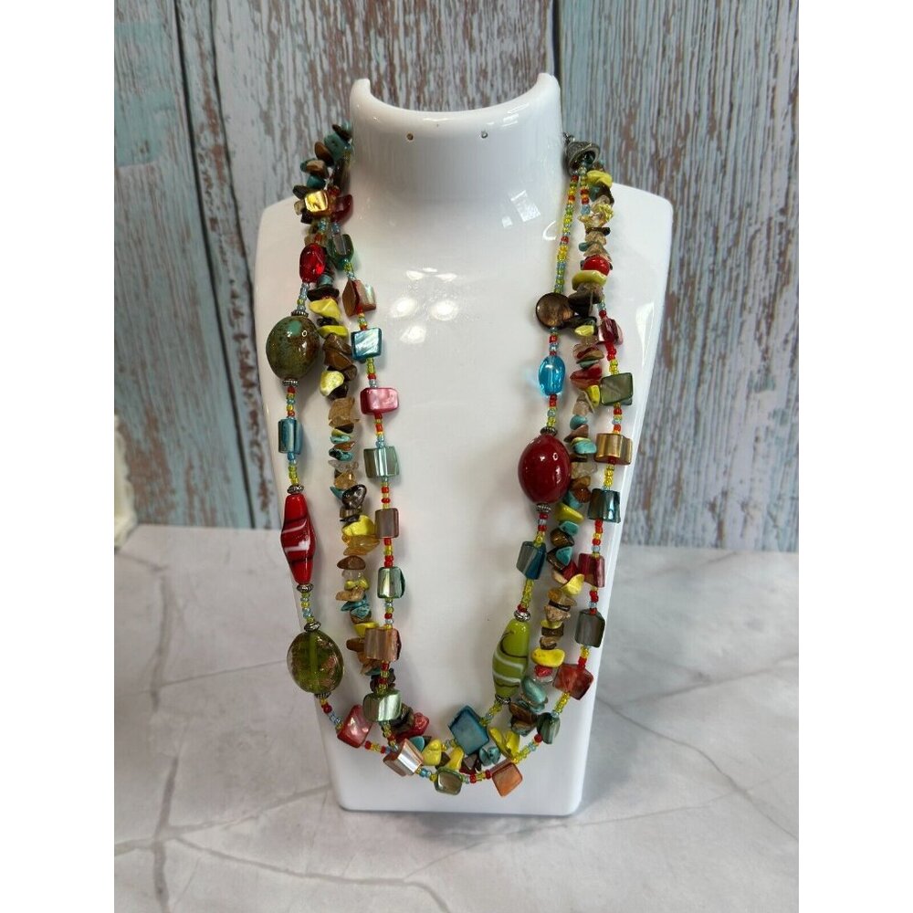 Southwestern Style Glass, Shell, & Porcelain Necklace designed by Trisha Waldren - Picture 2 of 11